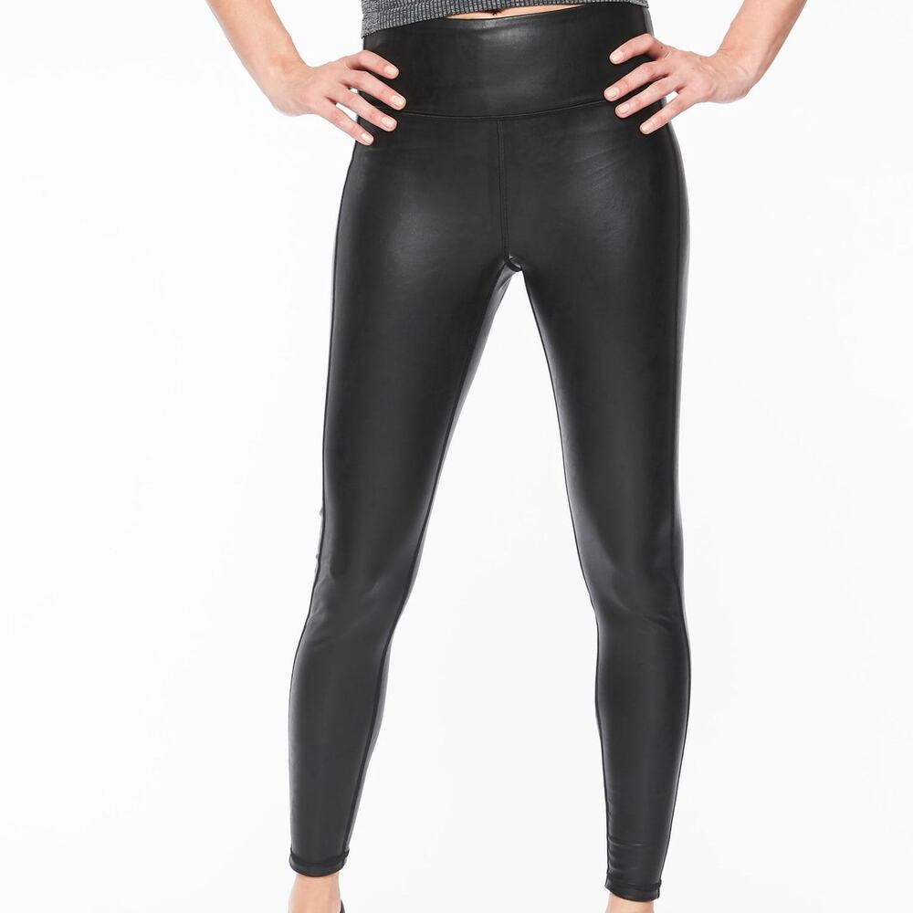 ATHLETA Faux Leather Legging All Over Gleam Black XS